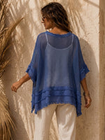 Cozy Spliced raw-hem Cotton Top