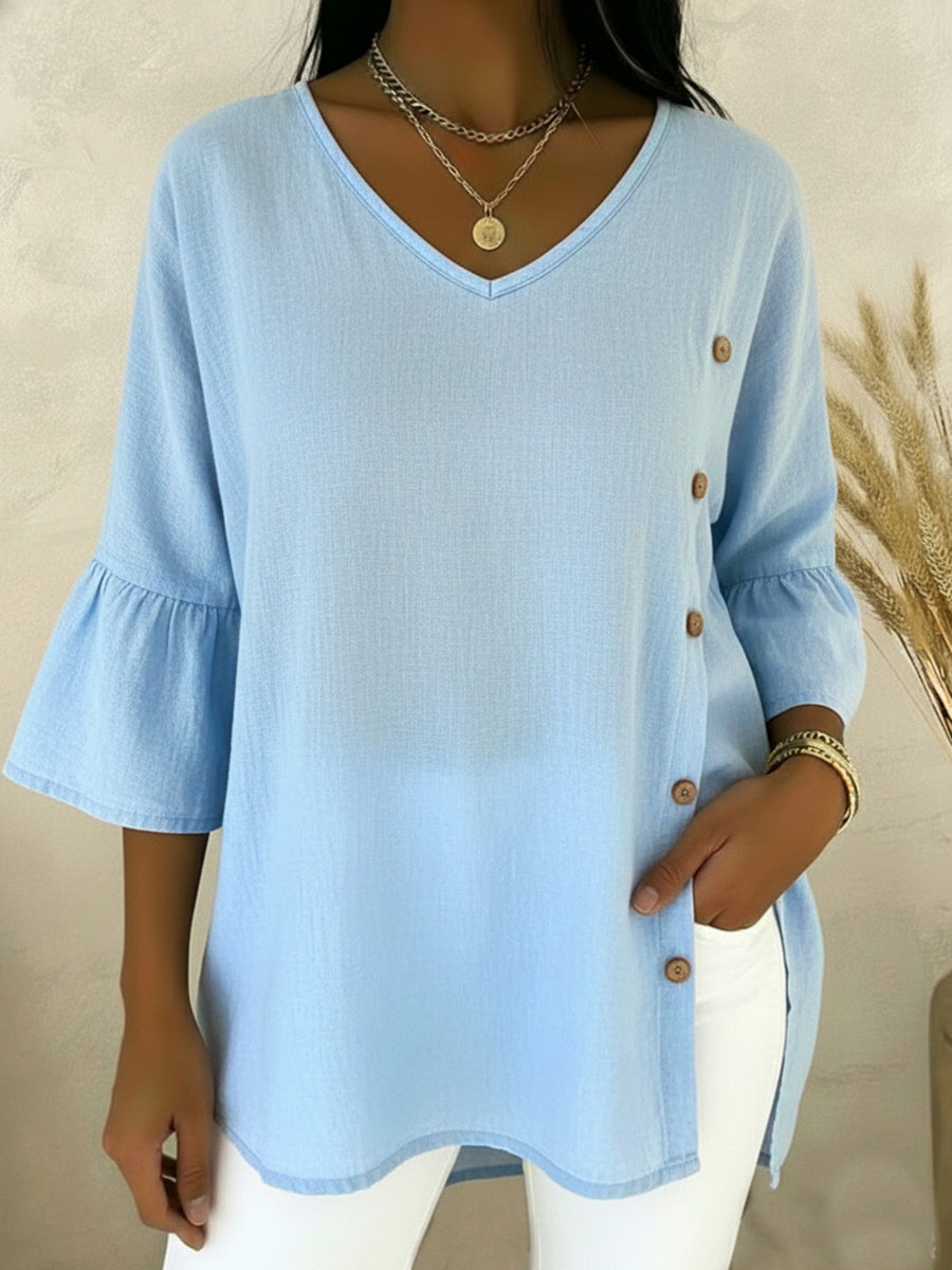 Cozy Button-down Linen Shirt Top