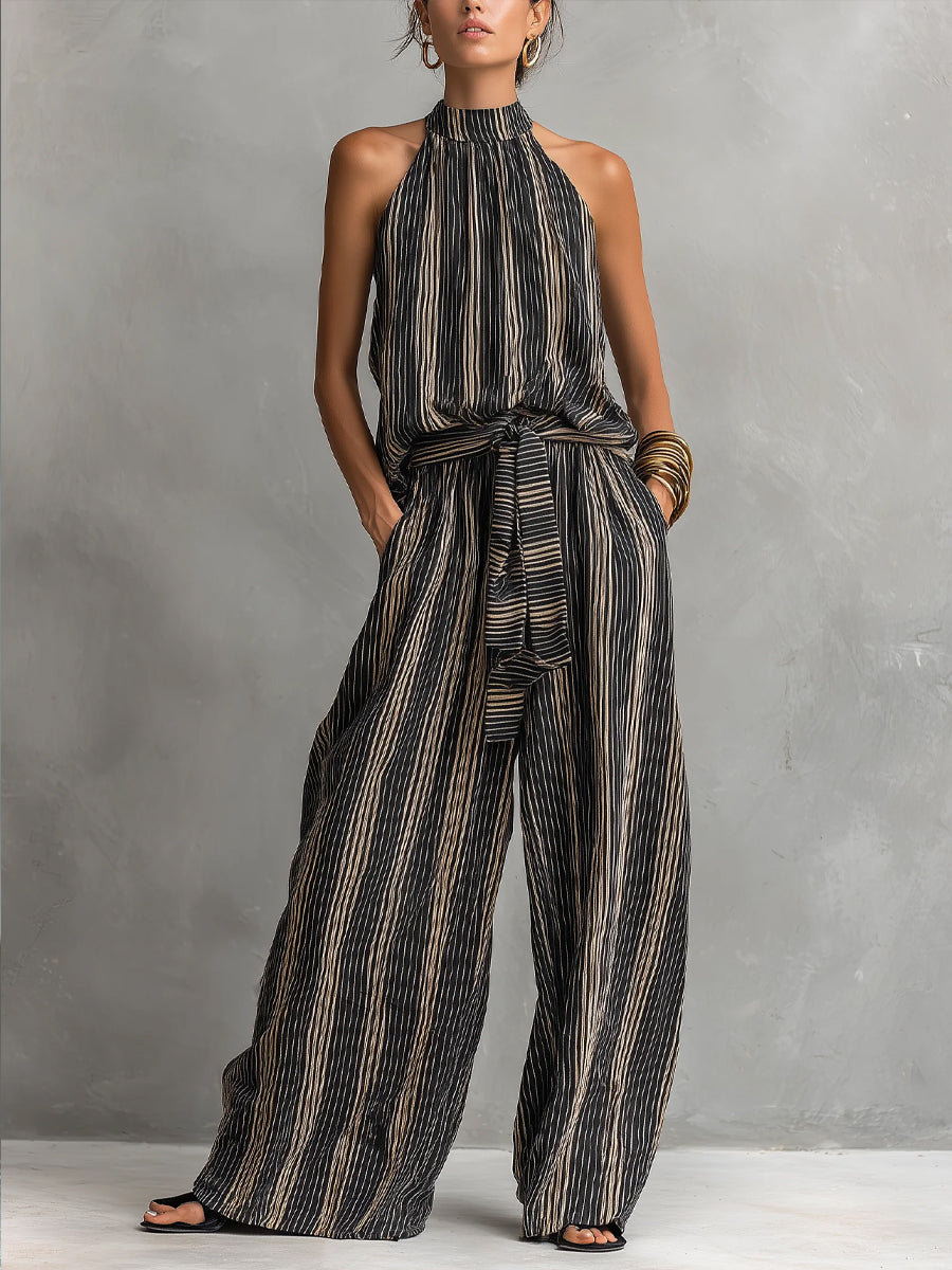 Women's Casual Striped Jumpsuit