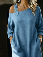 Casual Single Shoulder Strap Linen-cotton Dress