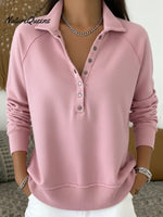 Women's Casual Solid Color Pullover Cotton Sweatshirt