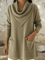 Retro Triangular Collar Pocket Denim Cotton Top