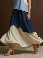 Vestido largo sin mangas con bloques de color, informal y elegante
