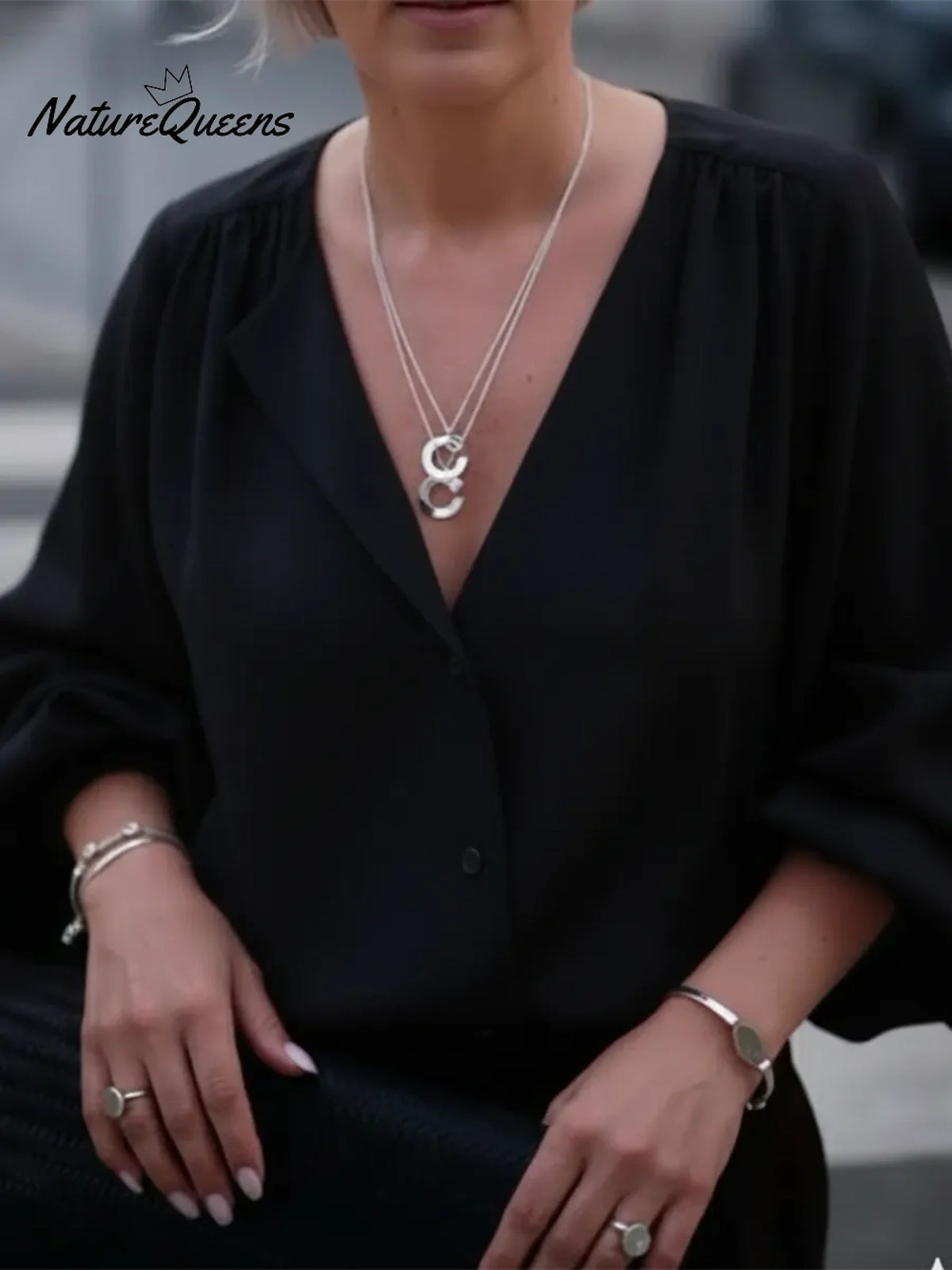 Effortless Elegance Lantern Sleeve Button-up Shirt