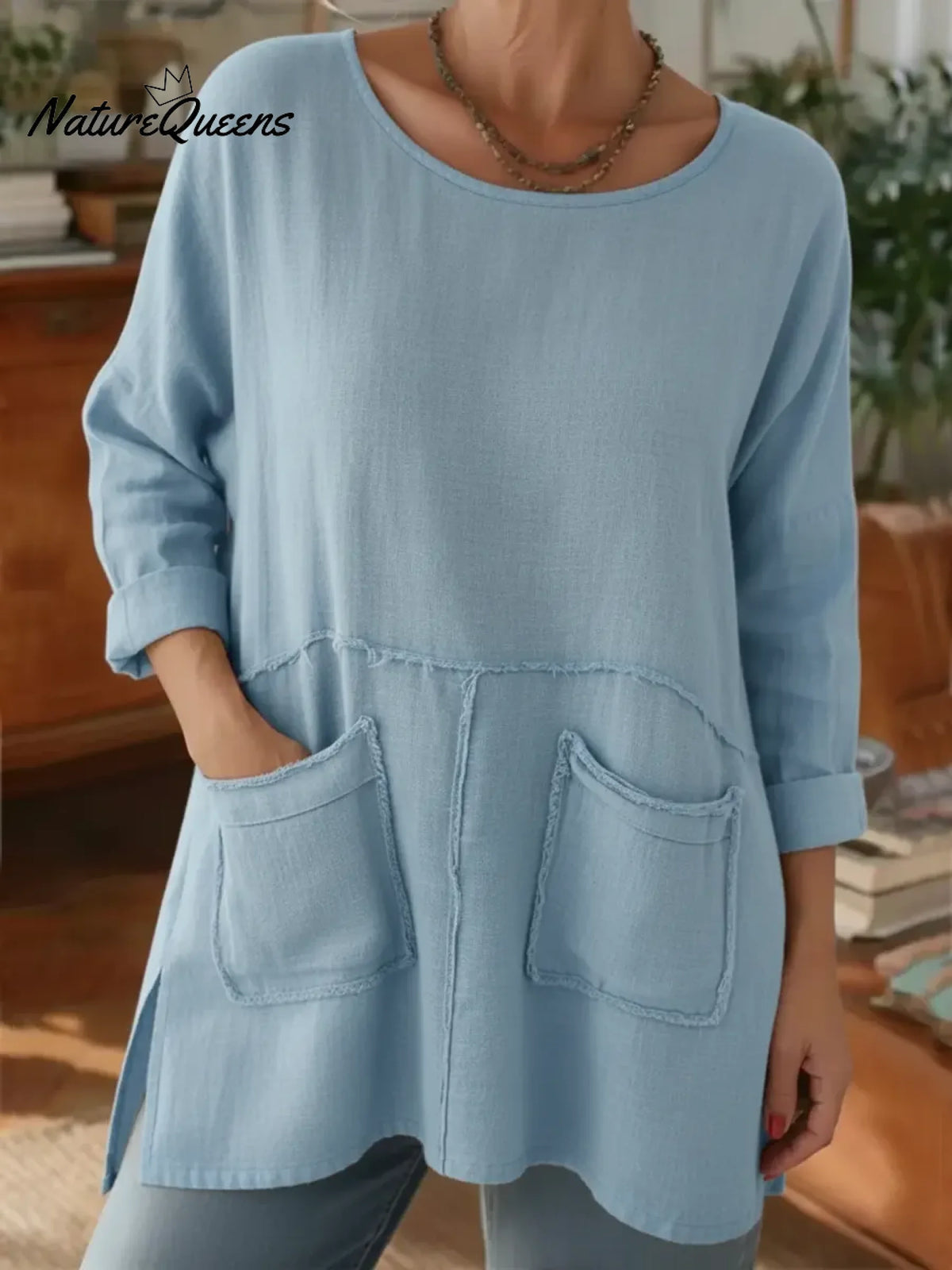 Women's Loose-fitting Casual Linen-cotton Top