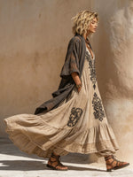 Boho Retro Loose Linen Cotton Two-piece Set