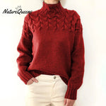 Women’s Braided High-Neck Warm Knit Sweater