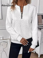 Women's Autumn and Winter Quilted Zippered Casual Sweatshirt