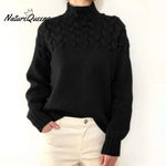 Women’s Braided High-Neck Warm Knit Sweater