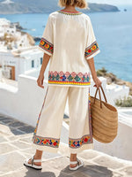 Women's Casual Loose Striped Pants Set