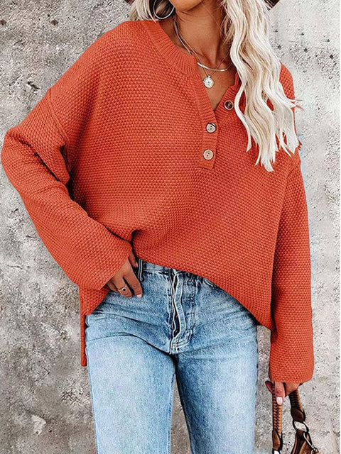 Women's Casual Pumpk In October We Wear Pink Waffle Long-Sleeved T-Shirt