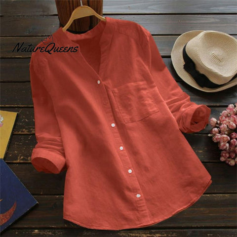 Linen Cotton Casual Loose Shirt-Buy 3 Free Shipping