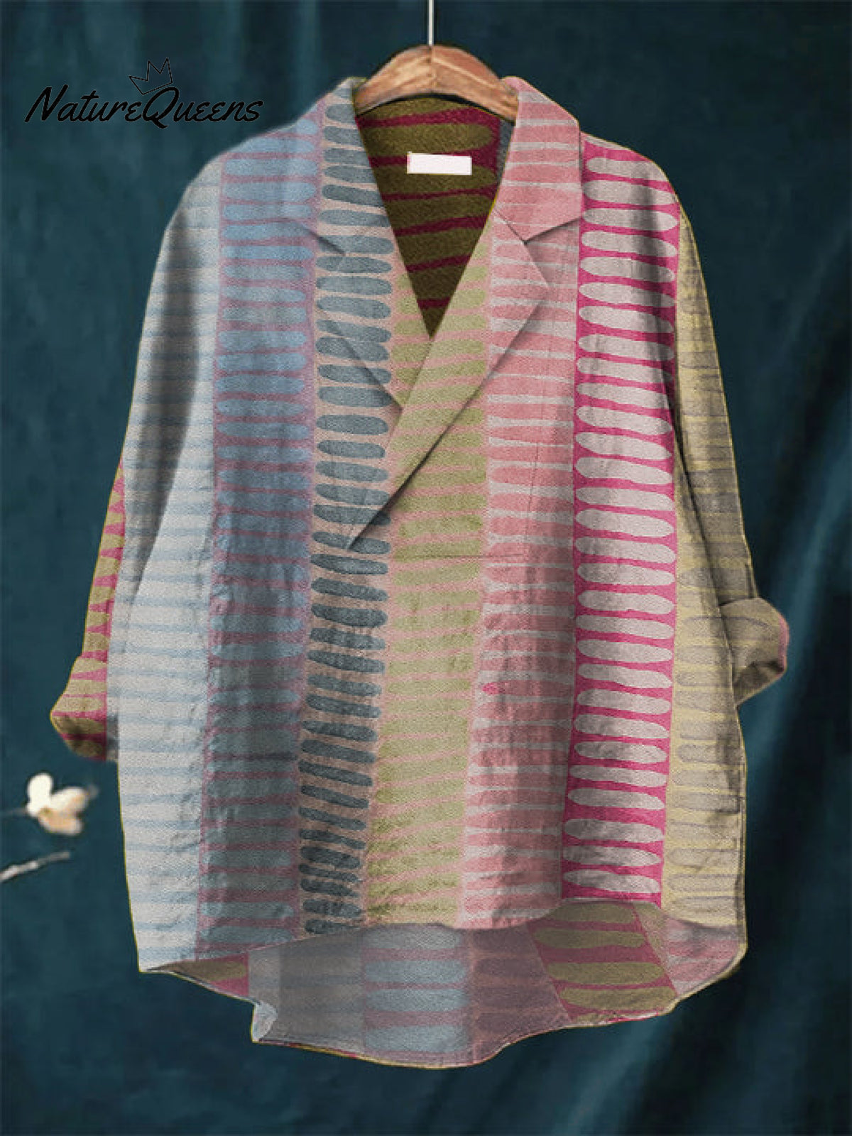 Women's Printed Casual Cotton and Linen Long Sleeve Shirt