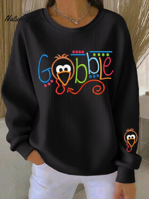 Women's Thanksgiving Day Print Knitted Crew Neck Long Sleeve Top