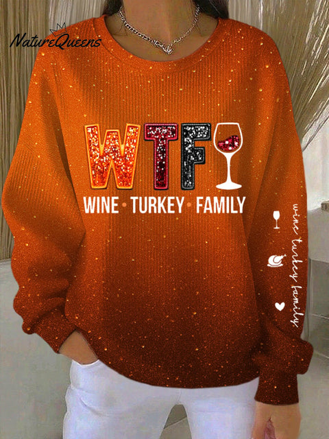 Women's Thanksgiving Turkey Family Print Sweatshirt