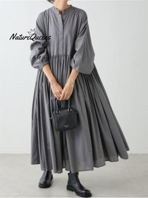 Casual Pleated Bat Sleeve Midi Dress