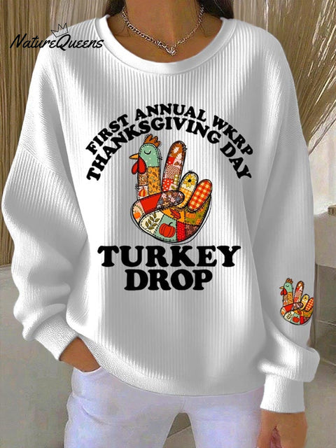 Women's Thanksgiving Turkey Print Casual Sweatshirt