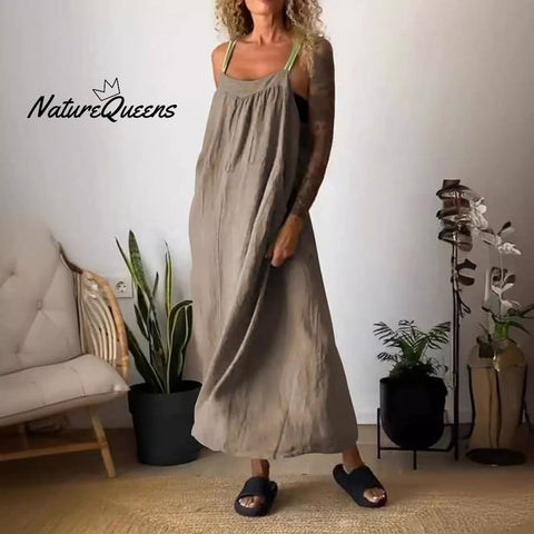 Women's Simple Cotton Linen Sling Dress🔥