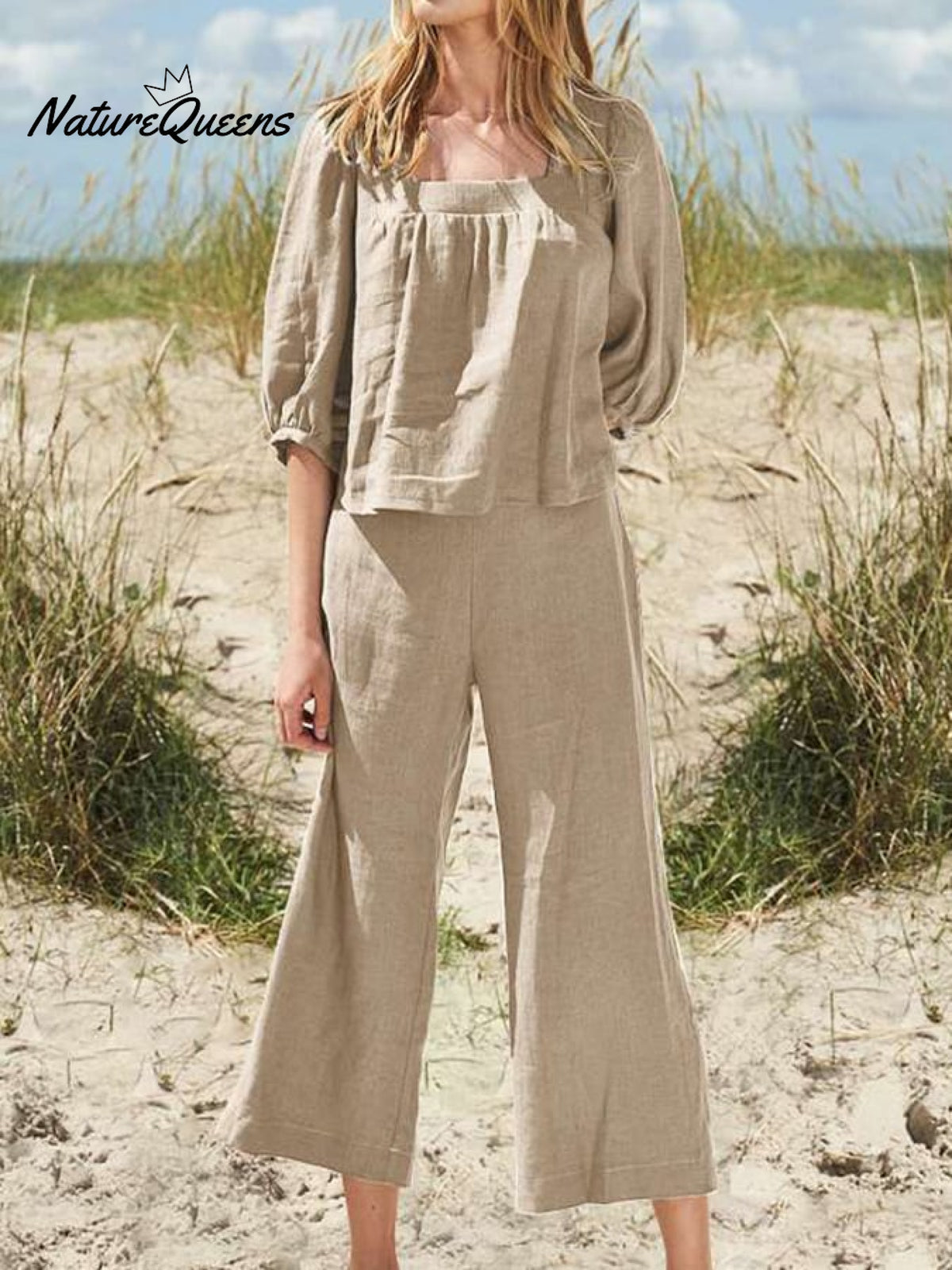 Casual Loose Solid Color Suit Khaki / S