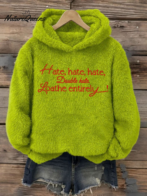 Women's Christmas Green Plush Art Hoodie