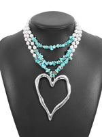 Bohemian Multi-layered Large Heart Beaded Necklace