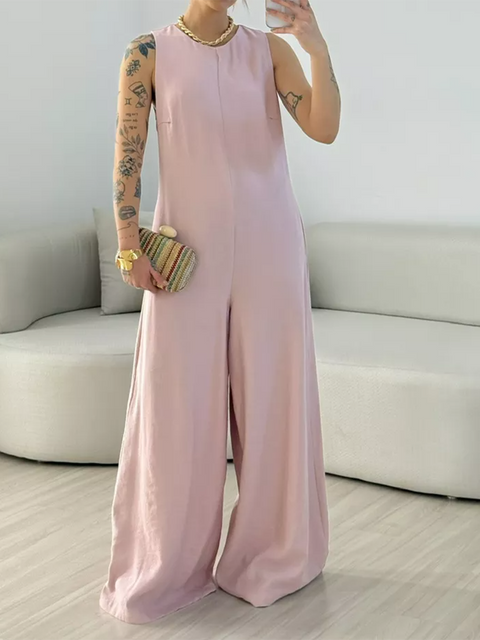 Women's Solid Color Loose Jumpsuit