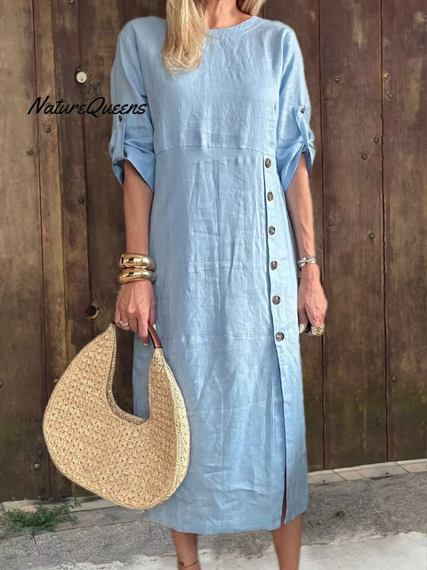 Women's Comfortable Linen Pocket Dress