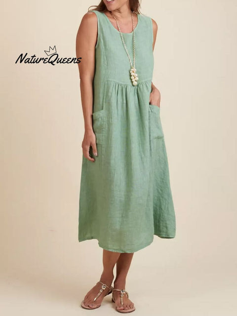 Women's Cotton And Linen Casual Dress