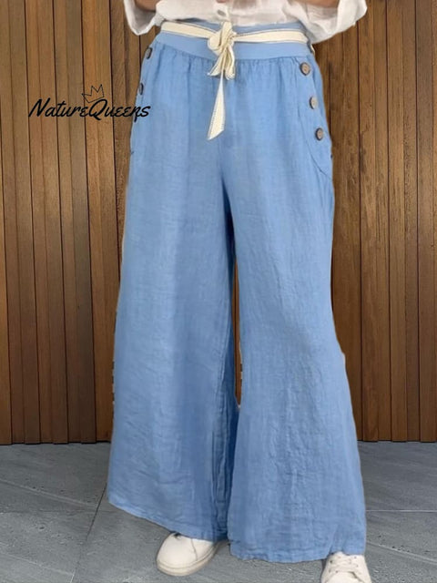 Women's Cotton And Lonen Wide Leg Pant