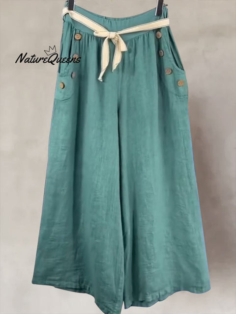 Women's Cotton And Lonen Wide Leg Pant