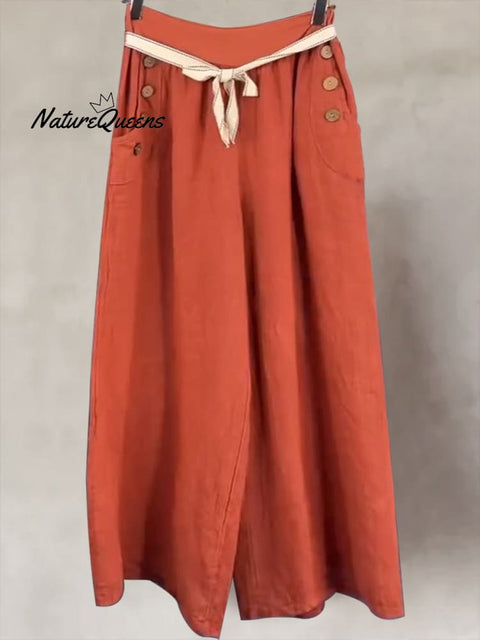 Women's Cotton And Lonen Wide Leg Pant