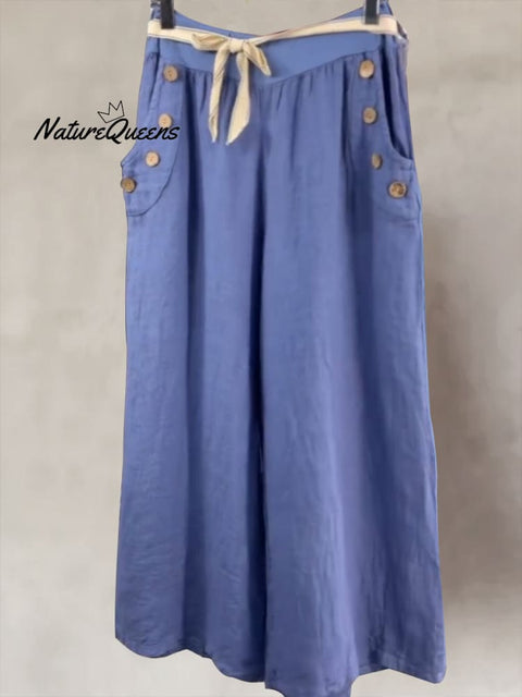 Women's Cotton And Lonen Wide Leg Pant