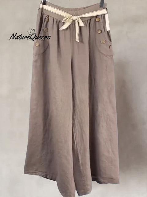 Women's Cotton And Lonen Wide Leg Pant