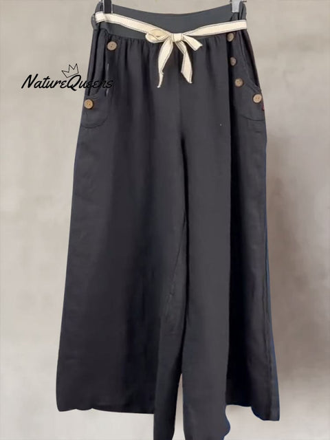 Women's Cotton And Lonen Wide Leg Pant