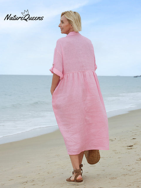 100% Linen Women's Shirt Dress Linen Dress