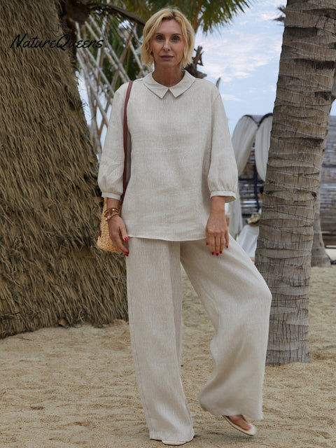 Women's 100% Linen 3/4 Sleeve Shirt