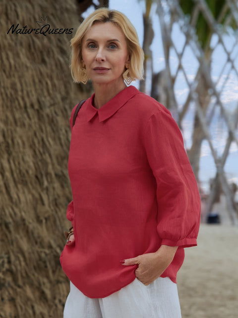 Women's 100% Linen 3/4 Sleeve Shirt