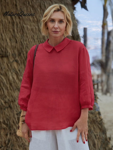Women's 100% Linen 3/4 Sleeve Shirt