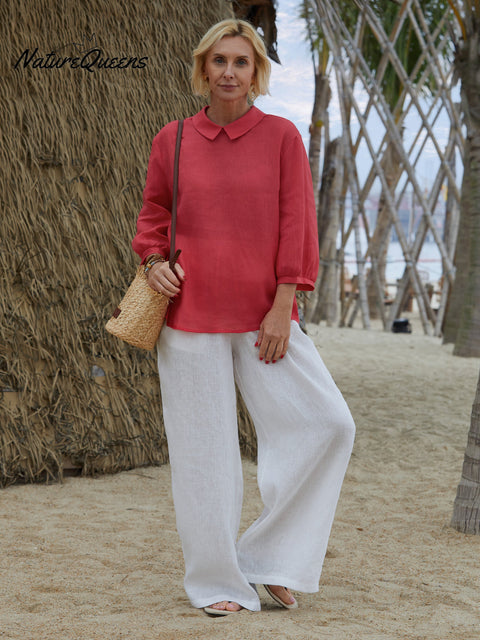 Women's 100% Linen 3/4 Sleeve Shirt