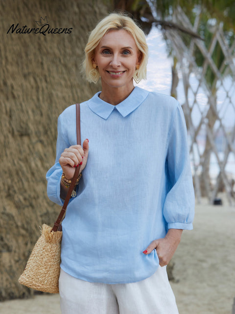 Women's 100% Linen 3/4 Sleeve Shirt