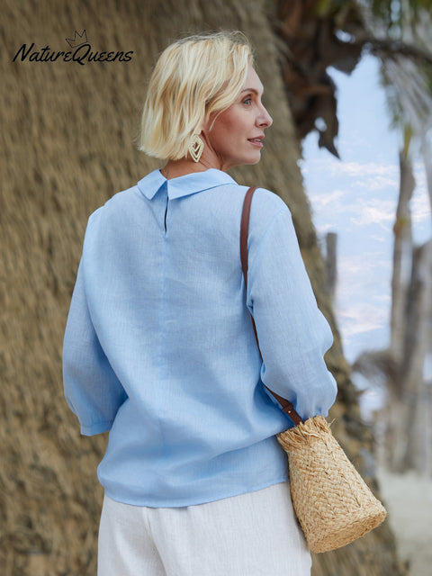 Women's 100% Linen 3/4 Sleeve Shirt