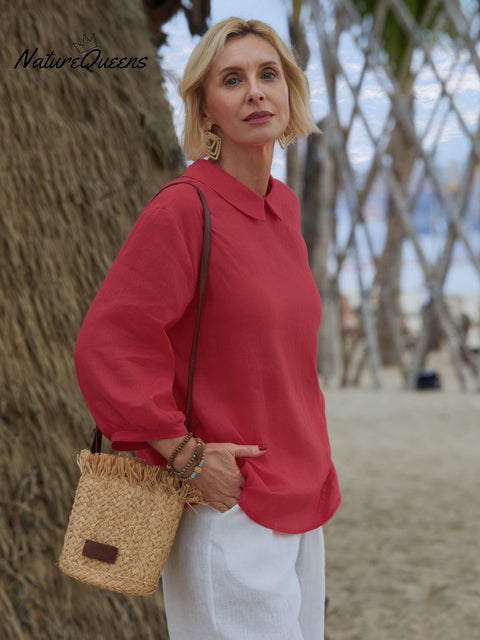 Women's 100% Linen 3/4 Sleeve Shirt
