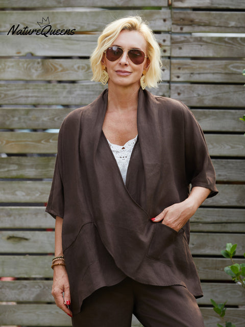 Women's Fashion V-neck 100% Linen Top