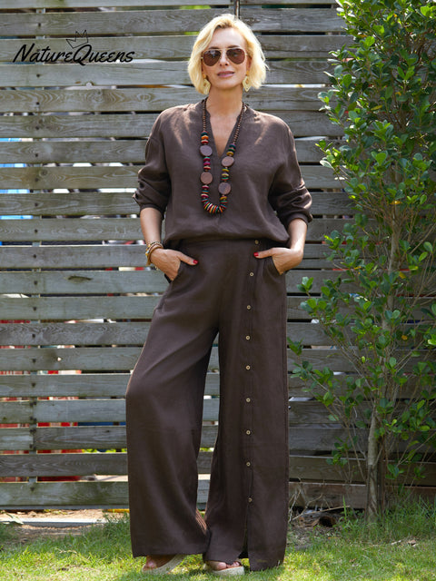 Women's 100%Linen Casual Pants