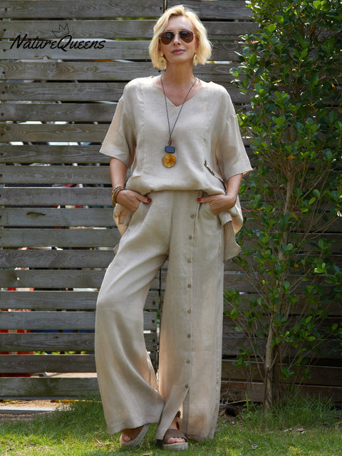 Women's 100%Linen Casual Pants