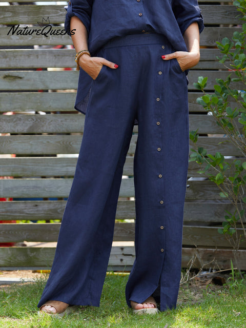 Women's 100%Linen Casual Pants