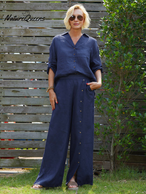 Women's 100%Linen Casual Pants