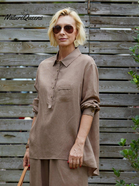 Women's Casual 100%Linen Shirt