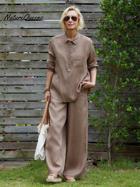 Women's Casual 100%Linen Shirt