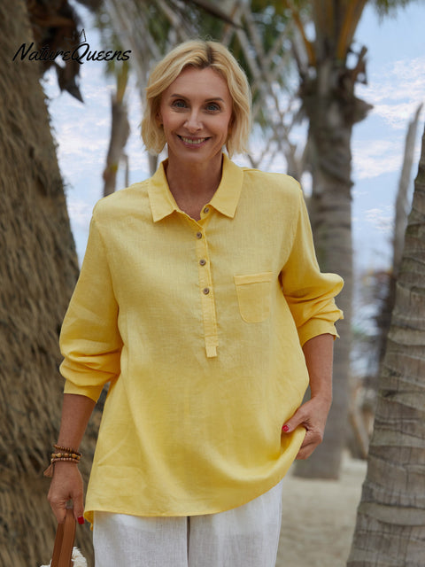 Women's Casual 100%Linen Shirt